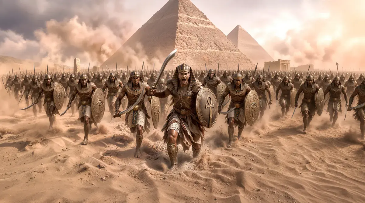 Egyptisch leger bij de piramides