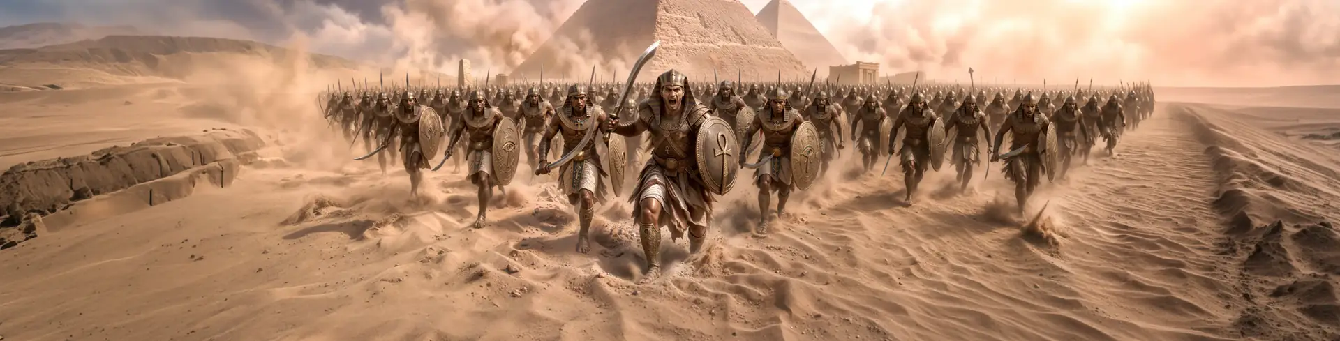 Egyptisch leger rukt op bij de piramides